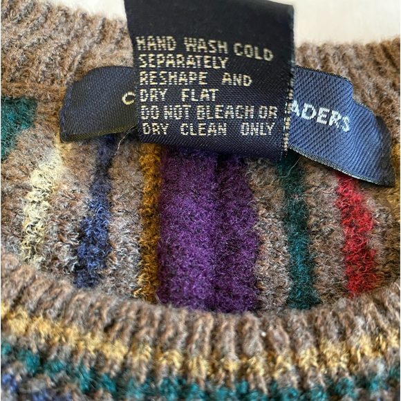 VTG COTTON TRADERS Multicolor Wool Blend 3D Knit Crew Sweater SZ XL - Picture 4 of 7